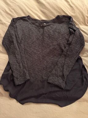 Deletta Charcoal Layered Knit Top with Chiffon Hem